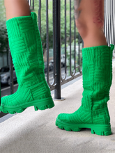 Towel Round Toe Flat Boots